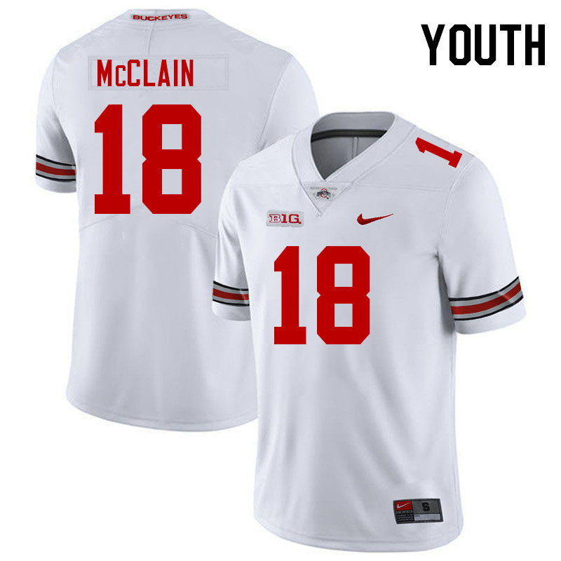 Youth #18 Jaylen McClain Ohio State Buckeyes College Football Jerseys Stitched-White